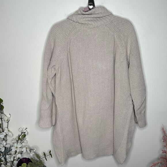 KATE SPADE Roll Neck Cotton Cashmere Sweater Oatmeal Cream {43} - Picture 3 of 6